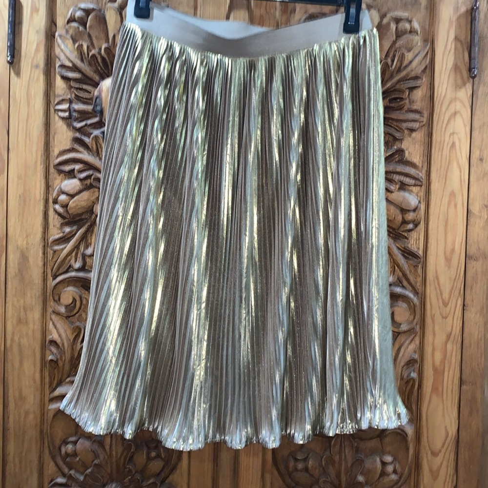 EUC Salon Studio large petite gold plisse skirt - Picture 3 of 6